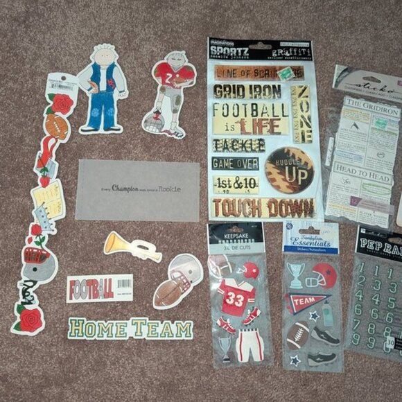 NEW Lot 18 Football Player Homecoming Scrapbook Dimensional Sticker Cut Out Game - Picture 2 of 3